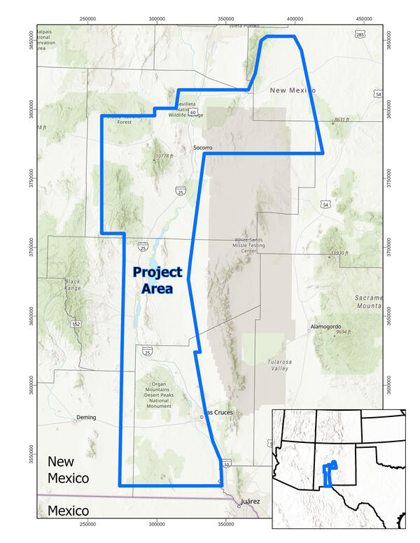 map showing location of low-level flights in New Mexico