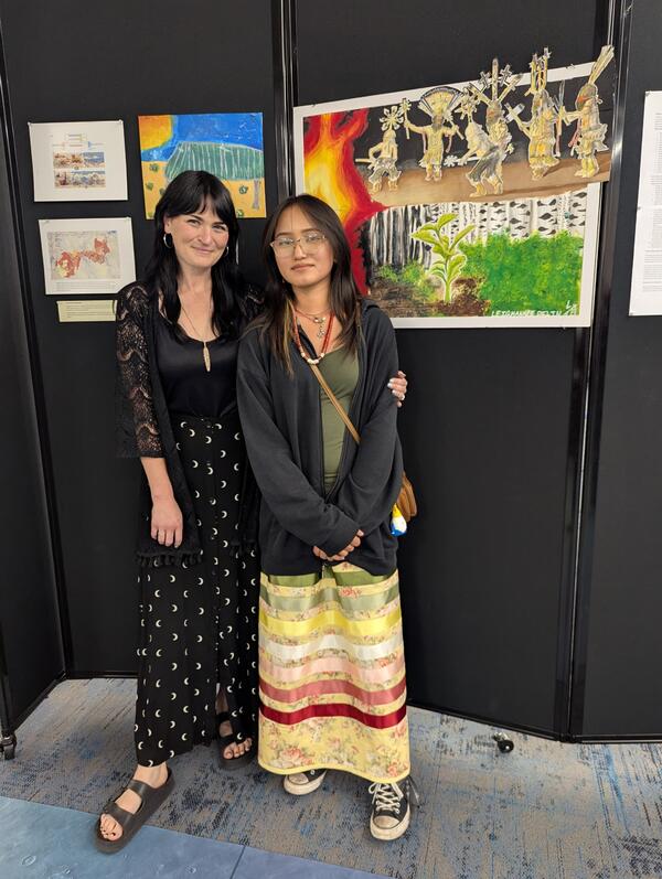 FALA teacher Jessina Classen and student LeighAnne at the "Art of Inquiry" show hosted at USGS Flagstaff Science Campus