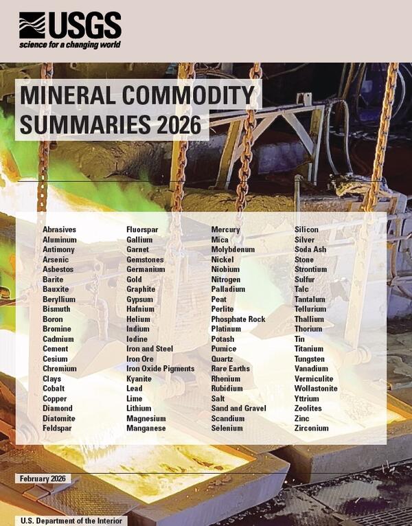 The Mineral Commodity Summaries 2026 cover it lists all of the minerals contained within the text
