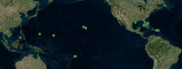 Map of coral core sites