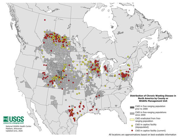 Distribution of Chronic Wasting Disease in North America_2026