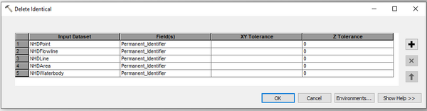 NHD State Product Step 7 Part 2: Run the Delete Identical tool Tables /Field View