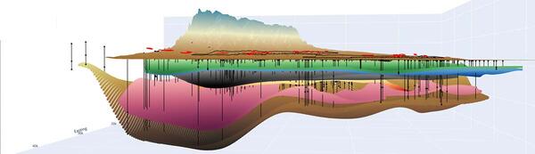 Illustration of drillholes below earth surface