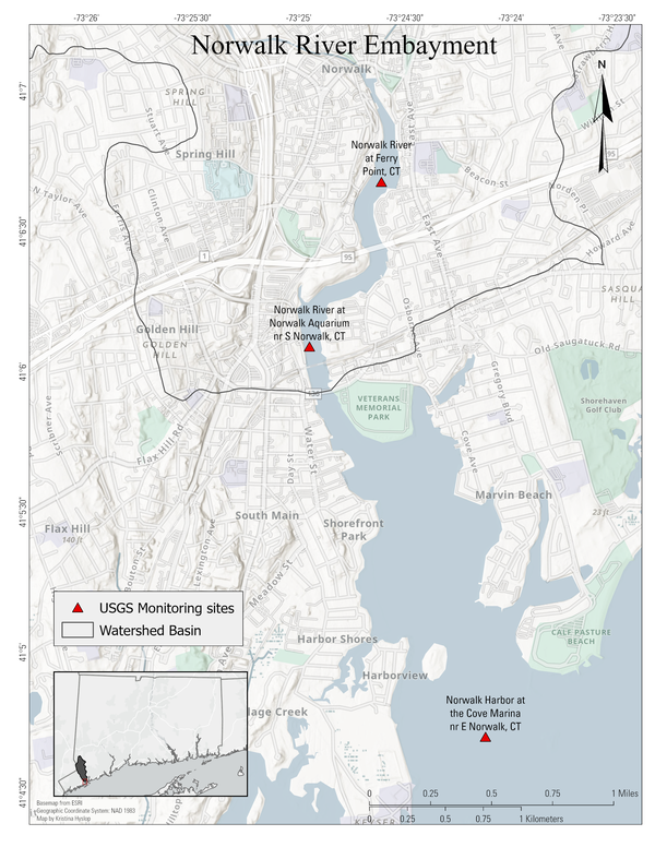 Map of Norwalk River embayment in Connecticut