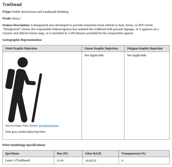 Dark gray symbol depicting hiker.