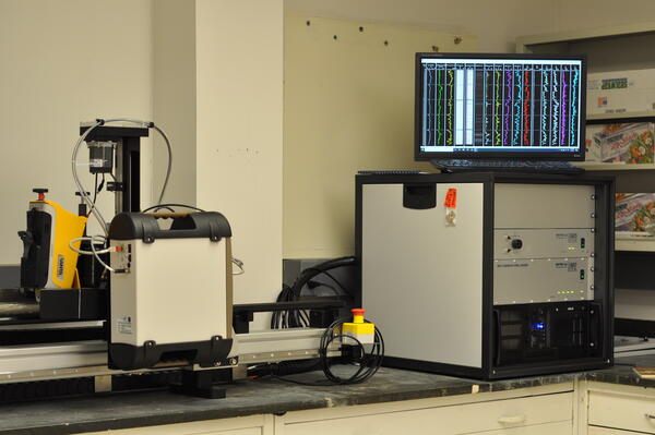 The GeoTek MSCL-XZ multi-sensor core logger (MSCL) housed in the BASCORE Lab.