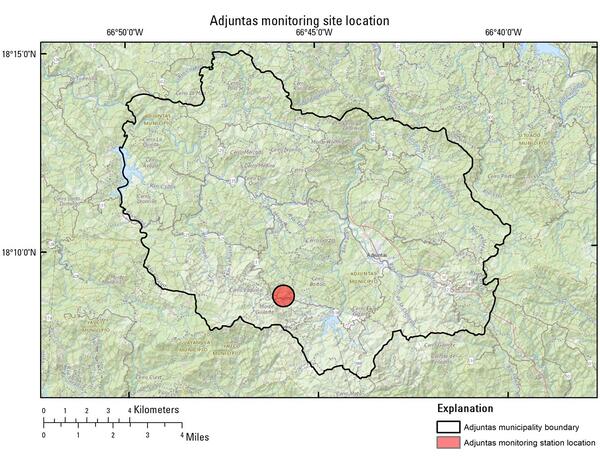 topo map showing location of monitoring site (red dot)