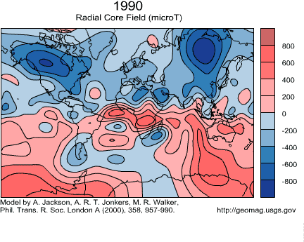 Core Radial Field of the Earth 1590 - 1990