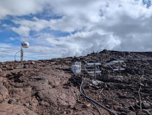 Color photograph of volcano monitoring site