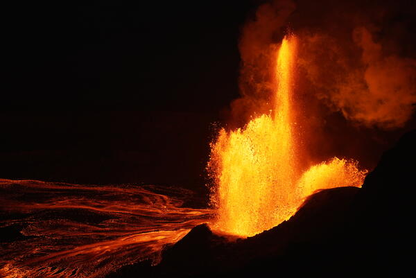 Color photograph of lava fountain