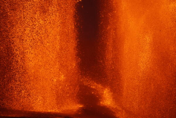 Color telephoto of base of lava fountain