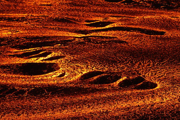 Color photograph of lava channel