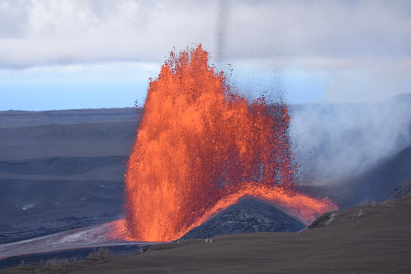 Color photograph of lava fountain