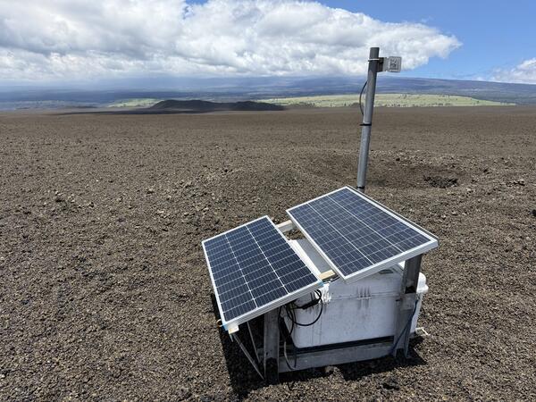 Color photograph of volcano monitoring station