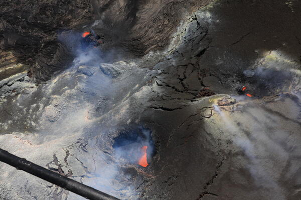 Color photograph of volcanic vents