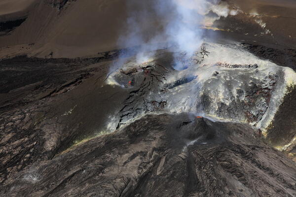 Color photograph of volcanic vents