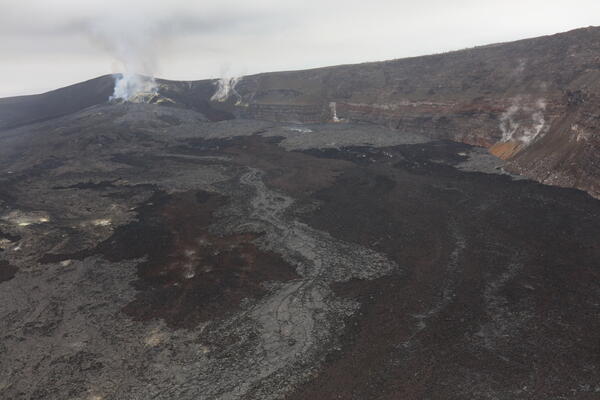 Color photograph of volcanic vents