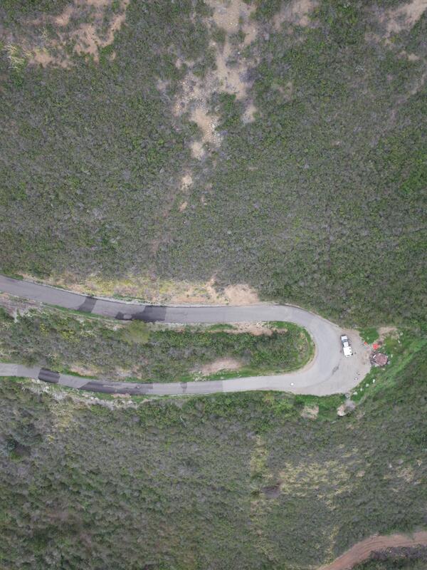 Aerial image showing landslide deformation