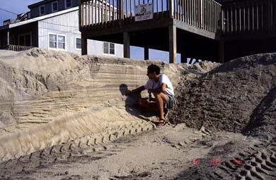 Overwash deposits near Rodanthe, NC after Hurricane Dennis