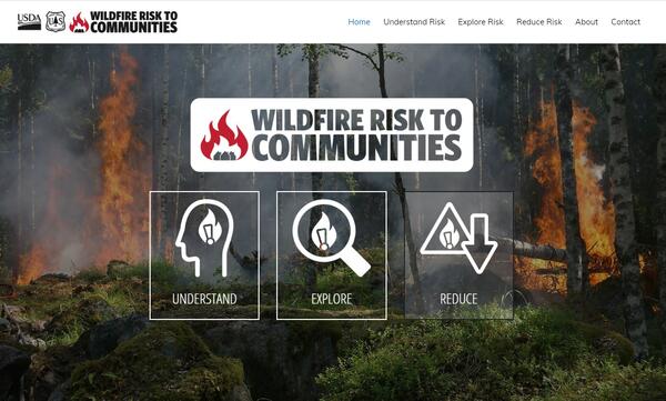 Screenshot of Wildfire Risk to Communities Tool