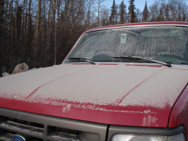 Ash fall accumulation from Redoubt Volcano in Nikiski after March 28, 2009 eruption plume
