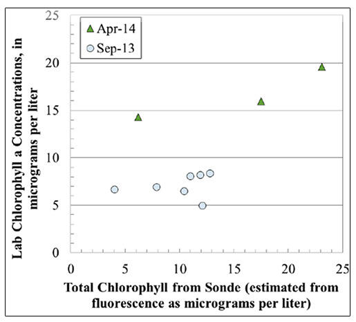 Comparison of field and laboratory chlorophyll concentrations