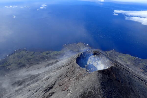 Summit of Cleveland Volcano in Alaska's central Aleutian Islands. A...