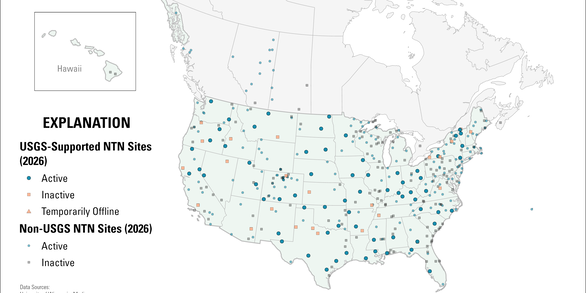 Map of the United States showing locations of National Trends Network sites.
