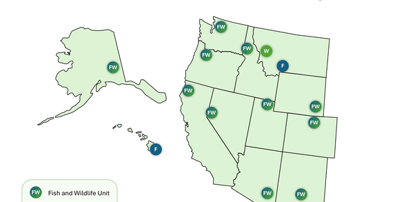 A map of the Cooperative Research Units in the western region. 
