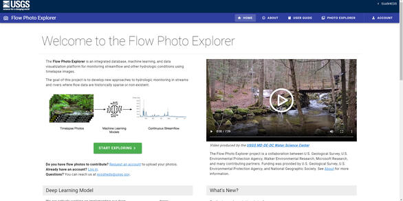 Homepage of the Flow Photo Explorer website