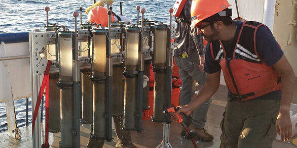 Multicores onboard the research vessel Pelican