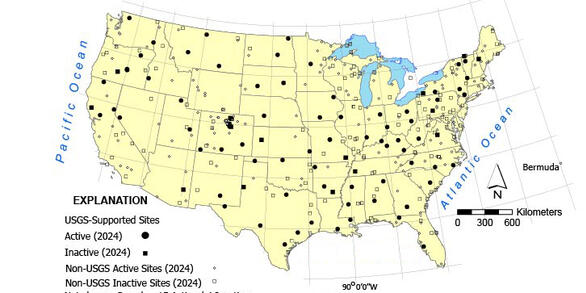 Map of the United States showing locations of National Trends Network sites.