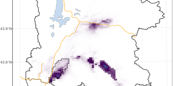 Elk distribution map under the no feeding scenario at the National Elk Refuge