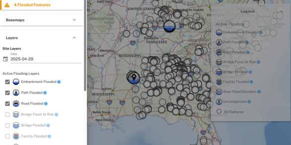 Image of USGS Real-Time Flood Impact Map web application
