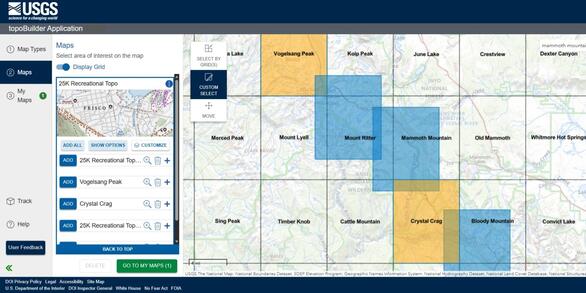 topoBuilder interface with maps selected
