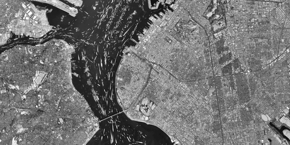 an animation showing the ships in harbors around the United States