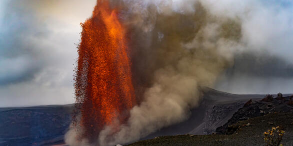 Color photograph of lava fountain