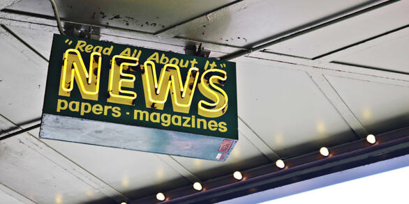News sign on a ceiling