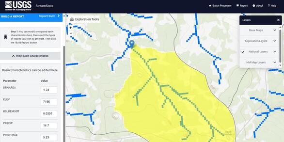 screenshot of New Mexico StreamStats 