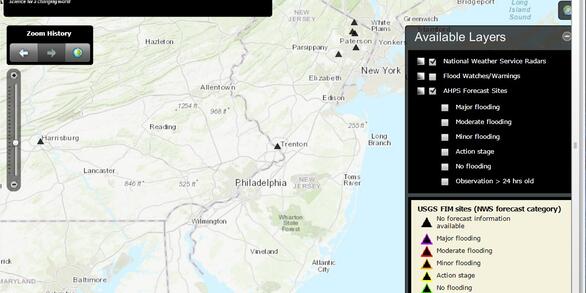 Screen capture of the Flood Inundation Mapper