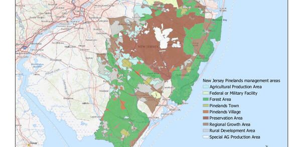 Map defining the New Jersey Pinelands