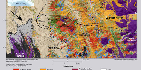 Image shows a hyperspectral map of deposit types