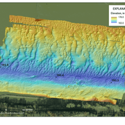 Animation showing three multibeam echosounder surveys of the Missouri River on July 15, 2015