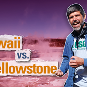 Thumbnail image of a man speaking in front of a desolate Yellowstone thermal basin
