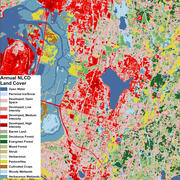 An Annual NLCD Land Cover map centered are around Lake Stevens, WA