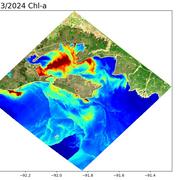 Estimated phytoplankton biomass as chlorophyll a (Chl-a) from EMIT imagery in March 2024 surrounding Marsh Island, Louisiana