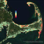 Map of Cape Cod showing coastal change likelihood
