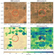 satellite images and evaoptranspiration maps of an area near Lubbock Texas