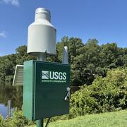 A USGS hydrologic monitoring station on the shore of Echo Lake