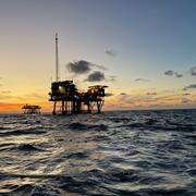Offshore infrastructure at sunset